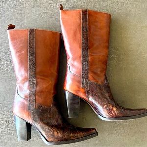 Antonio Melani Leather Embossed Boot Size 7 1/2 EUC